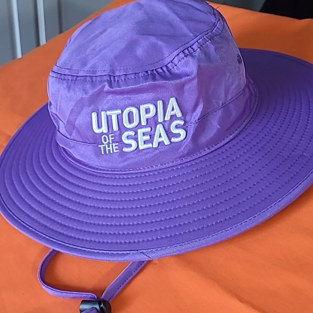 Utopia Of The Seas Embroided Purple Royal Caribbean Sun Bucket Hat Looks New! - Picture 1 of 5